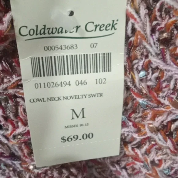 ( 237 )COLDWATER CREEK MULTI COLORED LONG SLEEVES COWL NECKLINE PULLOVER - Picture 3 of 4
